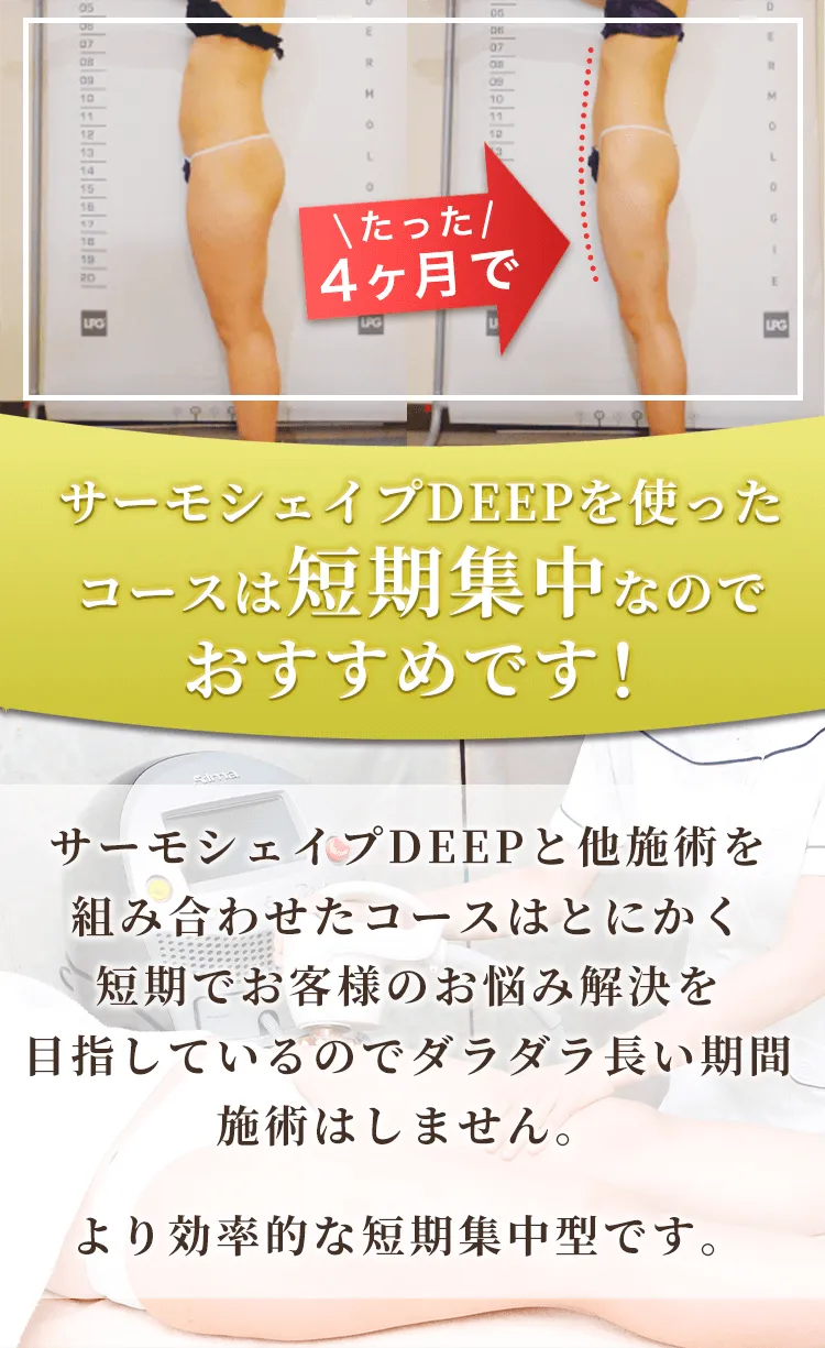 サーモシェイプDEEPを使用した コースは短期集中なのでオススメです!